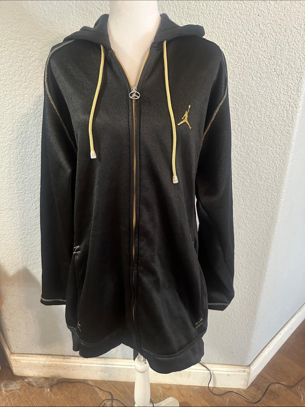 Jordan Black Hoodie Jacket with Yellow Accents